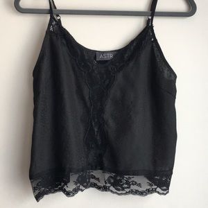 Silky black lace top size S